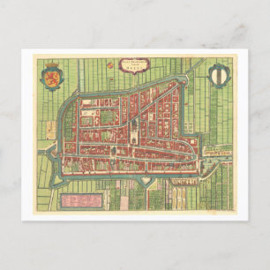 Antiek kaart van Delft, Nederland,