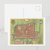 Antiek kaart van Delft, Nederland, (Voorkant / Achterkant)