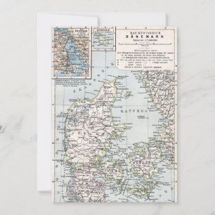 Antiek Kaart van Denemarken, Denemarken, 1905