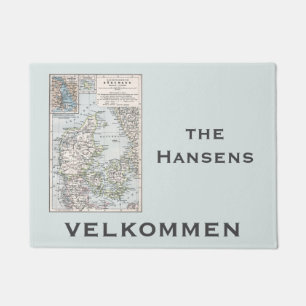 Antiek Kaart van Denemarken, Denemarken, 1905 Deurmat