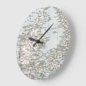 Antiek Kaart van Denemarken, Denemarken, 1905 Grote Klok (Hoek)