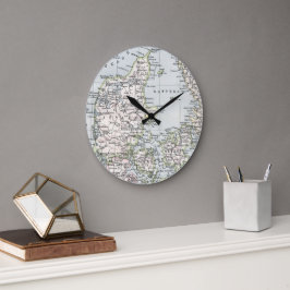 Antiek Kaart van Denemarken, Denemarken, 1905 Grote Klok