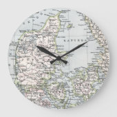 Antiek Kaart van Denemarken, Denemarken, 1905 Grote Klok (Voorkant)