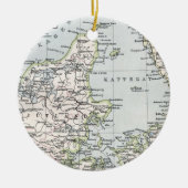 Antiek Kaart van Denemarken, Denemarken, 1905 Keramisch Ornament (Voorkant)