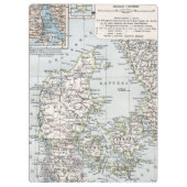 Antiek Kaart van Denemarken, Denemarken, 1905 Klembord (Achterkant)