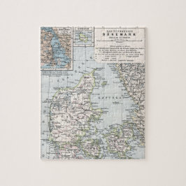 Antiek Kaart van Denemarken, Denemarken, 1905 Legpuzzel
