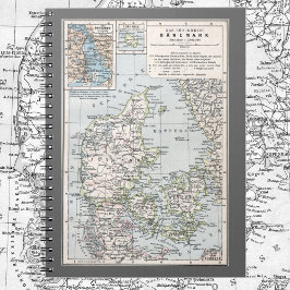 Antiek Kaart van Denemarken, Denemarken, 1905 Notitieboek