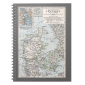 Antiek Kaart van Denemarken, Denemarken, 1905 Notitieboek (Voorkant)