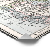 Antiek Kaart van Denemarken, Denemarken, 1905 Poster (Hoek)