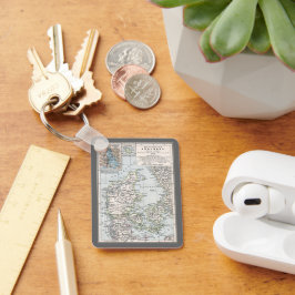 Antiek Kaart van Denemarken, Denemarken, 1905 Sleutelhanger