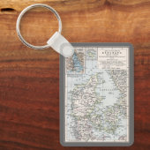 Antiek Kaart van Denemarken, Denemarken, 1905 Sleutelhanger (Voorkant)