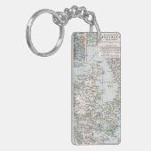 Antiek Kaart van Denemarken, Denemarken, 1905 Sleutelhanger (Voorkant Links)