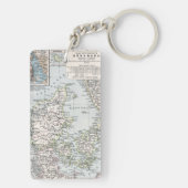 Antiek Kaart van Denemarken, Denemarken, 1905 Sleutelhanger (achterkant)