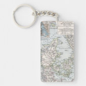 Antiek Kaart van Denemarken, Denemarken, 1905 Sleutelhanger (Voorkant)