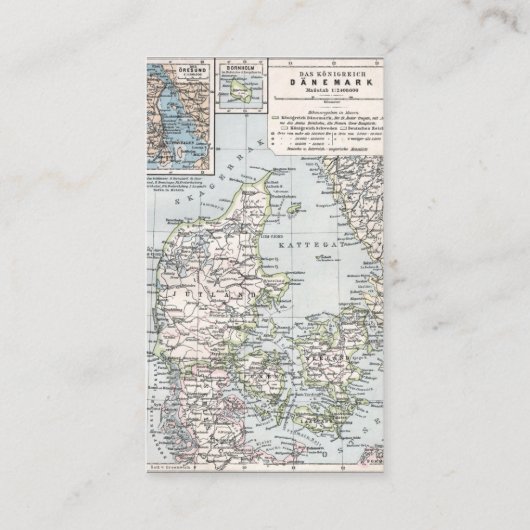 Antiek Kaart van Denemarken, Denemarken, 1905 Visitekaartje (Achterkant)