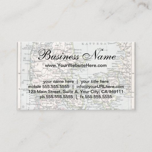 Antiek Kaart van Denemarken, Denemarken, 1905 Visitekaartje (Voorkant)