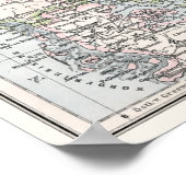 Antiek Kaart van Denemarken, Denemarken, Denemarke Poster (Hoek)