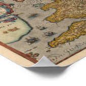 Antiek kaart van Engeland uit 1573 Poster (Hoek)