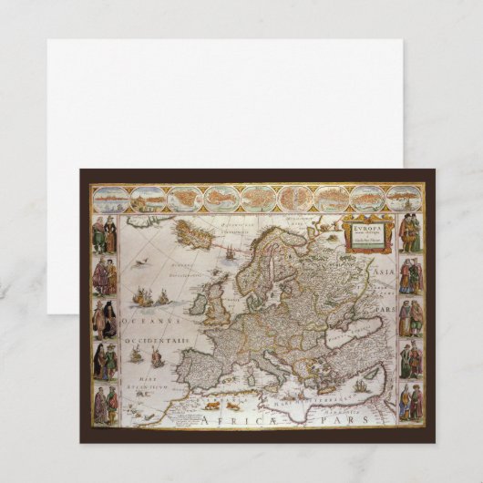 Antiek kaart van Europa door Willem Jansz Blaeu, c (Voorkant / Achterkant)
