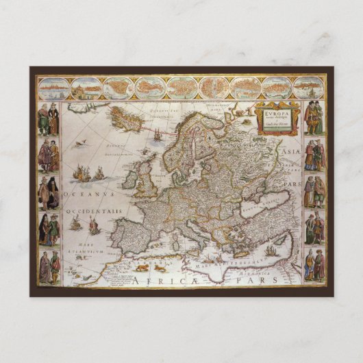 Antiek kaart van Europa door Willem Jansz Blaeu, c (Voorkant)