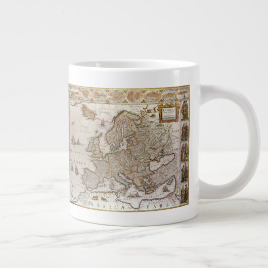 Antiek kaart van Europa door Willem Jansz Blaeu, c Grote Koffiekop (Rechts)