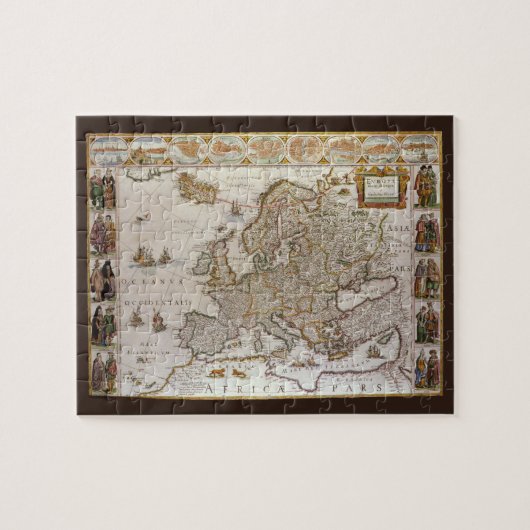 Antiek kaart van Europa door Willem Jansz Blaeu, c Legpuzzel (Horizontaal)