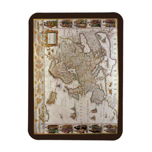 Antiek kaart van Europa door Willem Jansz Blaeu, c Magneet (Verticaal)