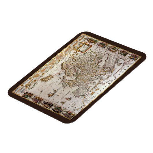 Antiek kaart van Europa door Willem Jansz Blaeu, c Magneet (Linkerzijde)