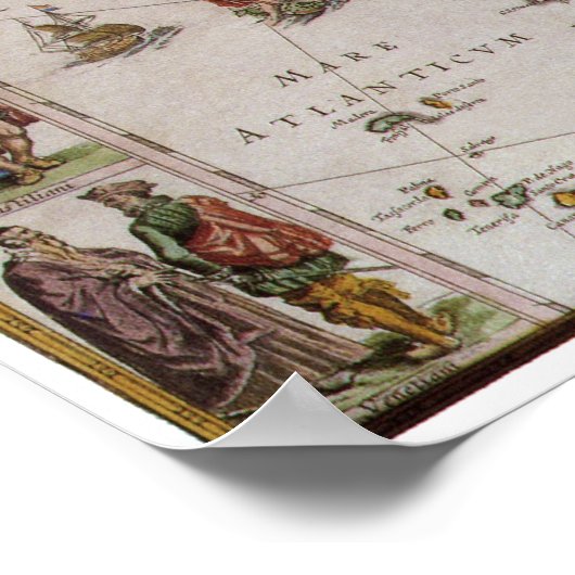 Antiek kaart van Europa door Willem Jansz Blaeu, c Poster (Hoek)