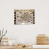 Antiek kaart van Europa door Willem Jansz Blaeu, c Poster (Keuken)