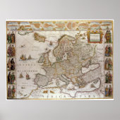 Antiek kaart van Europa door Willem Jansz Blaeu, c Poster (Voorkant)