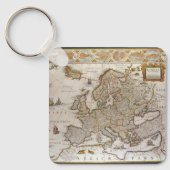 Antiek kaart van Europa door Willem Jansz Blaeu, c Sleutelhanger (Voorkant)