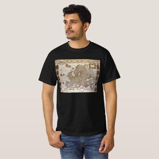 Antiek kaart van Europa door Willem Jansz Blaeu, c T-shirt (Voorkant volledig)