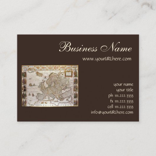 Antiek kaart van Europa door Willem Jansz Blaeu, c Visitekaartje (Voorkant)