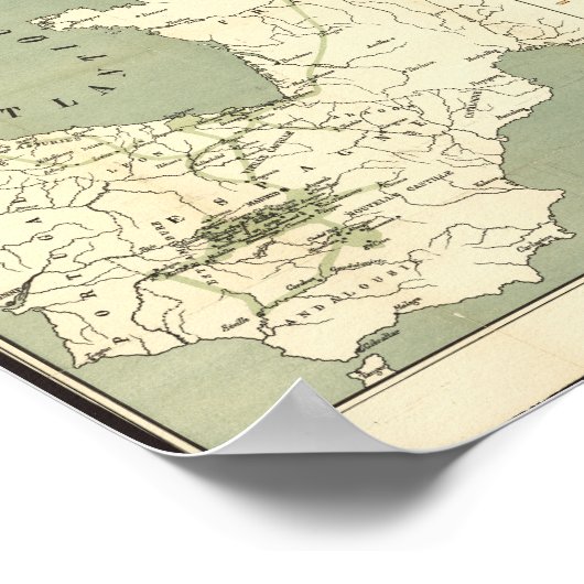 Antiek kaart van Europa, napoleontisch rijk Poster (Hoek)