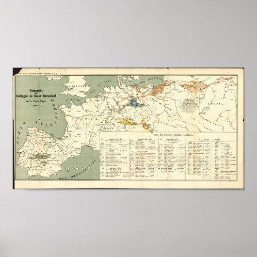 Antiek kaart van Europa, napoleontisch rijk Poster (Voorkant)