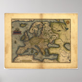 Antiek kaart van Europa ORTELIUS ATLAS 1570 A.D. Poster (Voorkant)