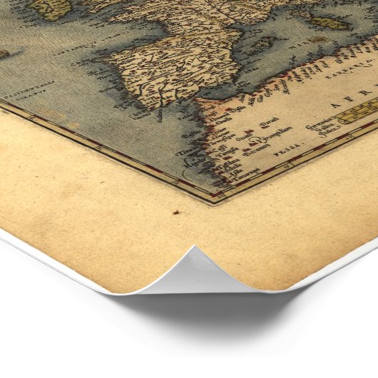 Antiek kaart van Europa ORTELIUS ATLAS 1570 A.D. Poster (Hoek)