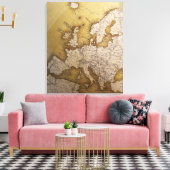 Antiek kaart van europa . Oude wereld. Canvas Afdruk (Insitu (Woonkamer))
