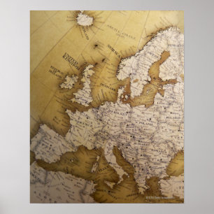 Antiek kaart van europa . Oude wereld. Poster