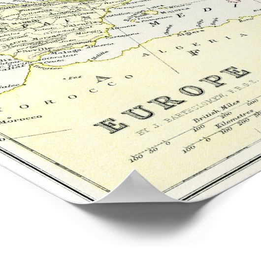 Antiek kaart van Europa Poster (Hoek)