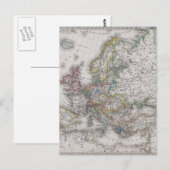Antiek kaart van Europa rond 1862 (Voorkant / Achterkant)