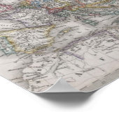 Antiek kaart van Europa rond 1862 Poster (Hoek)