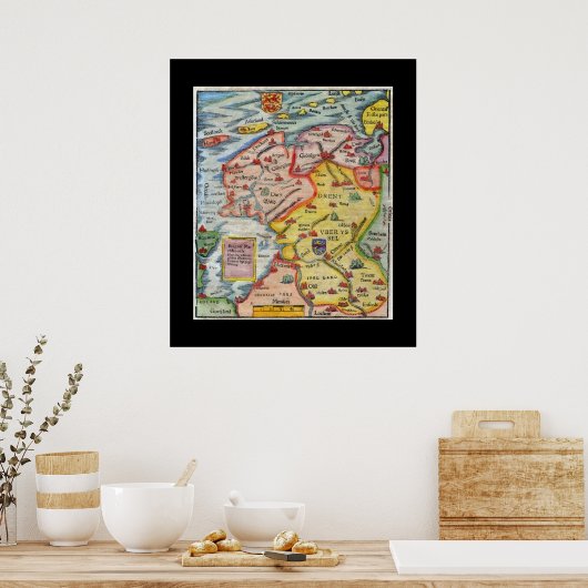 Antiek kaart van Fiesland - Fryslân - West-Frisia Poster (Keuken)