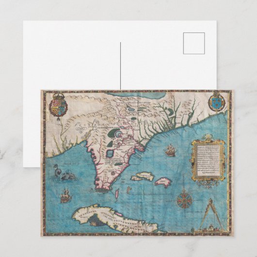 Antiek kaart van Florida en Cuba (Voorkant / Achterkant)