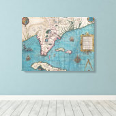 Antiek kaart van Florida en Cuba Canvas Afdruk (Insitu (Houten vloer))