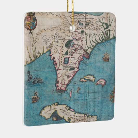 Antiek kaart van Florida en Cuba Keramisch Ornament (Rechts)