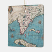Antiek kaart van Florida en Cuba Keramisch Ornament (Links)