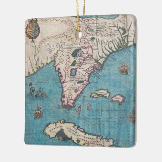 Antiek kaart van Florida en Cuba Keramisch Ornament (Links)