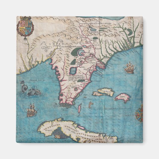 Antiek kaart van Florida en Cuba Magneet (Voorkant)